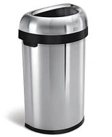 simplehuman Brushed Stainless Steel 60 Liter Semi Round Open Trash Can