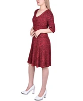 Women's Elbow Sleeve Ribbed Dress with Matching Face Covering/Headband