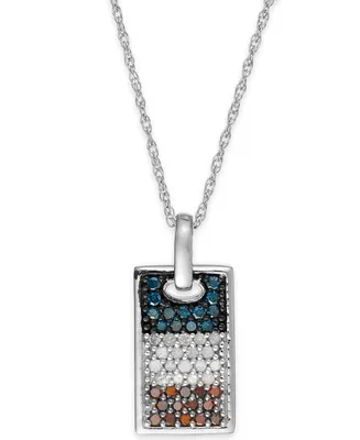 Diamond Flag Dog Tag Pendant Necklace in Sterling Silver (1/2 ct. t.w.)
