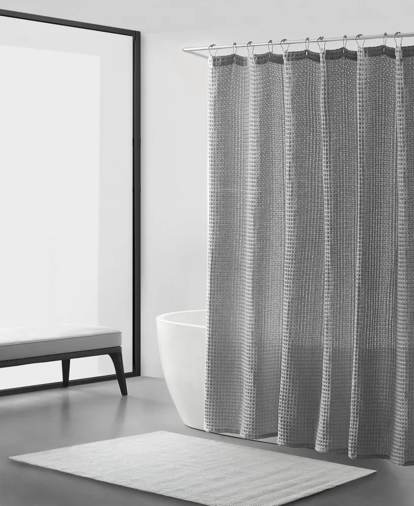 Vera Wang Marled Waffle Yarn Dyed Shower Curtain, 72" X 70"