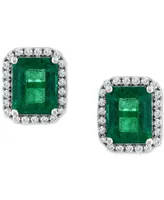 Effy Emerald (4-3/8 ct. t.w.) & Diamond (3/8 ct. t.w.) Stud Earrings in 14k White Gold