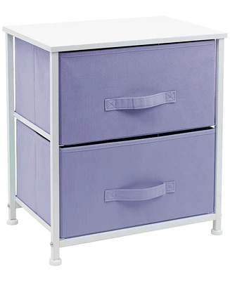 Sorbus Nightstand with 2 Drawers - Steel Frame, Wood Top & Easy Pull Fabric Bins - Great for Home, Bedroom