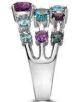 Effy Multi-Gemstone Triple Row Statement Ring (3-3/4 ct. t.w.) in Sterling Silver - Multi