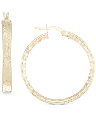 Textured Small Hoop Earrings in 10k Gold