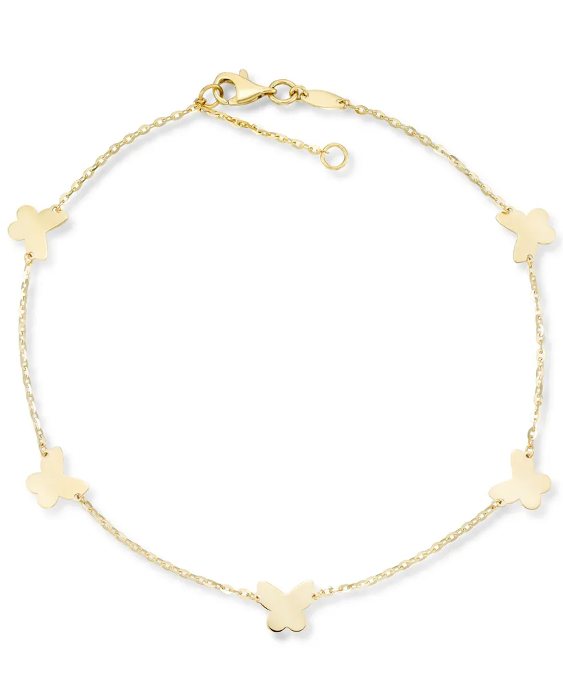 Polished Butterfly Ankle Bracelet in 10k Gold