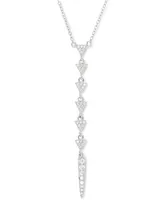 Cubic Zirconia Triangle Lariat Necklace in Sterling Silver, 16" + 2" extender
