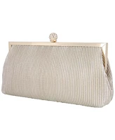 Women's Pleated Metallic Frame Clutch