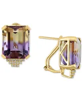 Ametrine (19-3/8 ct. t.w.) & Diamond (1/8 ct. t.w.) Stud Earrings in 14k Gold