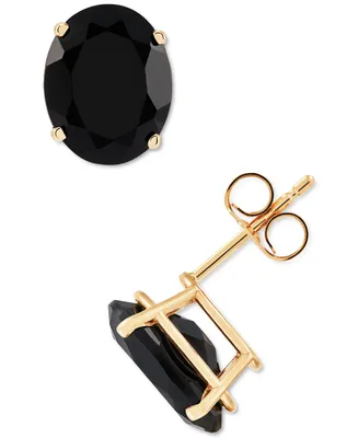 Onyx Oval Stud Earrings in 14k Gold