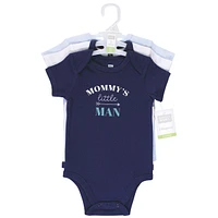 Touched by Nature Baby Boys Hudson Cotton Bodysuits, Mommys Man, 0-3 Months