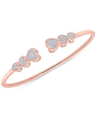 Wrapped Diamond Hearts Cuff Bangle Bracelet (1/5 ct. t.w.) in 14k Rose Gold-Plated Sterling Silver, Created for Macy's - Rose Gold