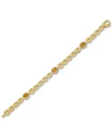 Citrine (1-1/5 ct. t.w.) & White Topaz Accent Panther Link Bracelet in 14k Gold-Plated Sterling Silver