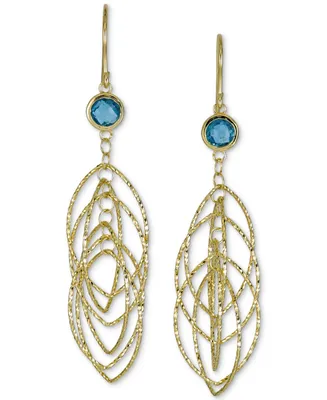 Sky Blue Topaz Bezel Spiral Drop Earrings (2 ct. t.w.) in 14k Gold-Plated Sterling Silver