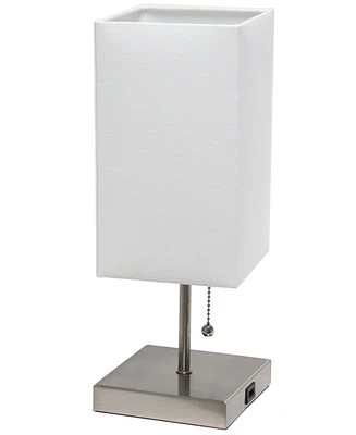 Simple Designs Petite Stick Lamp with Usb Charging Port and Shade