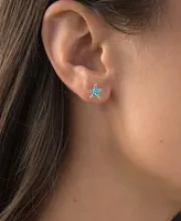 Lab-Created Blue Opal Starfish Stud Earrings in Sterling Silver