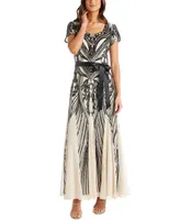 R & M Richards Sequined Belted Dress