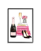 Stupell Industries Glam Pink Fashion Book Champagne Hells and Flowers Framed Giclee Art, 16" x 20"