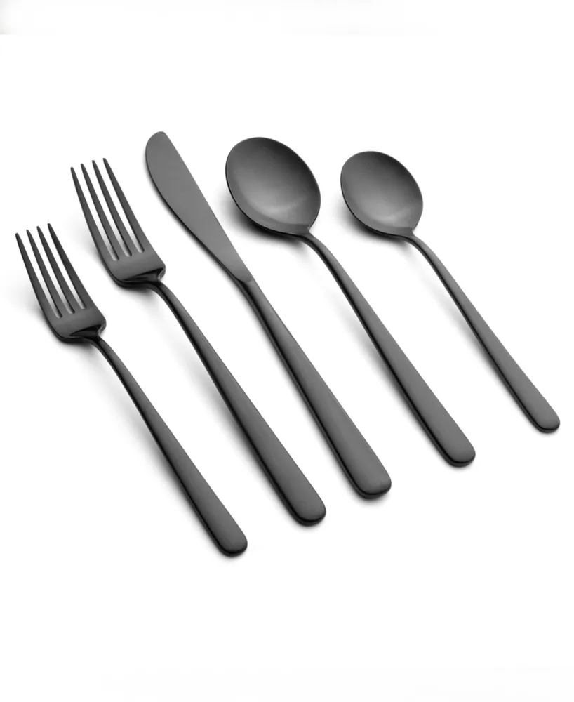 Cambridge Silversmiths Lorenn Black Satin 20-Piece Flatware Set, Service for 4