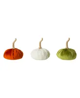 Glitzhome Set of 3 Velvet-textured Pumpkins