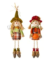 Glitzhome Set of 2 Fall Fabric Scarecrow Shelf Sitter