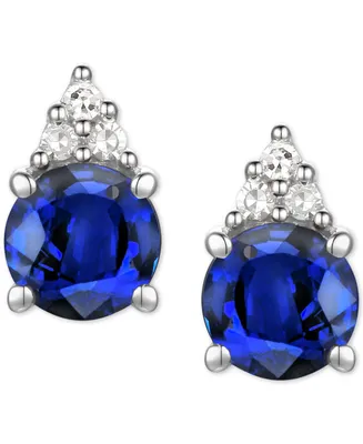 Sapphire (7/8 ct. t.w.) & Diamond Accent Stud Earrings 14k Yellow Gold (Also Emerald, Ruby, Morganite Tanzanite)