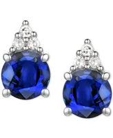 Sapphire (7/8 ct. t.w.) & Diamond Accent Stud Earrings 14k Yellow Gold (Also Emerald, Ruby, Morganite Tanzanite)