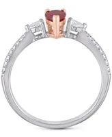 Ruby (1/4 ct. t.w.) & Diamond Ring 14k Rose White Gold