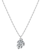 Giani Bernini Cubic Zirconia Leaf Pendant Necklace in Sterling Silver, 16" + 2" extender, Created for Macy's