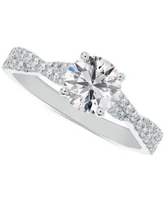 Portfolio by De Beers Forevermark Diamond Round-Cut Twisted Pave Engagement Ring (7/8 ct. t.w.) in 14k White Gold
