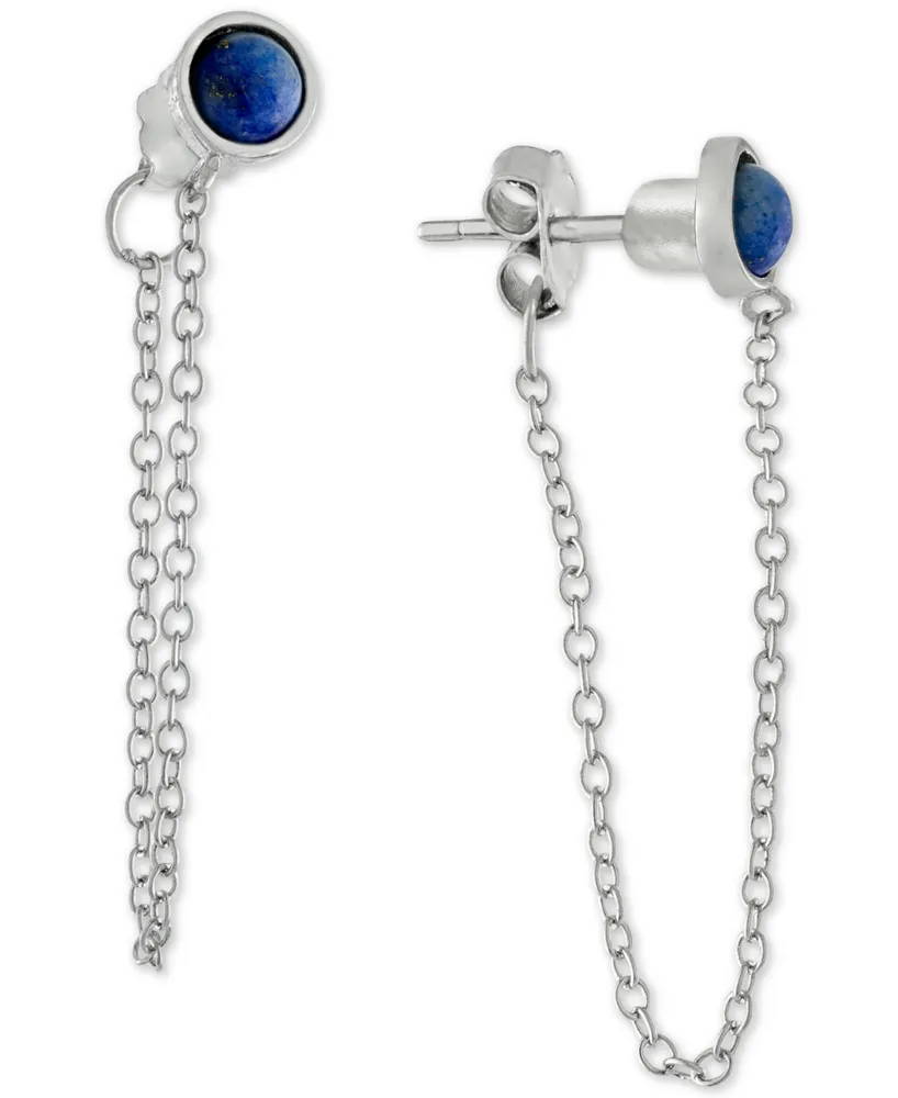 Giani Bernini Lapis Front & Back Chain Drop Earrings in Sterling Silver, Created for Macy's
