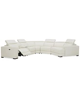 Closeout! Jenneth 6-Pc. Leather Sofa with 1 Power Motion Recliner and Cuddler, Created for Macy's