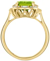 Effy Peridot (3-1/3 ct. t.w.) & Diamond (1/4 ct. t.w.) Halo Ring in 14k Gold