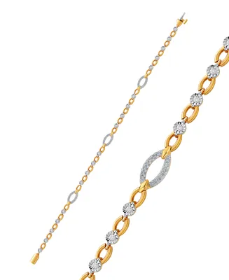 Diamond Open Link Bracelet (1/2 ct. t.w.) in Sterling Silver & 14k Gold-Plate - Sterling Silver  k Gold