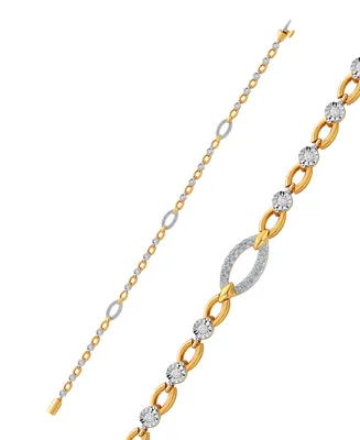 Diamond Open Link Bracelet (1/2 ct. t.w.) in Sterling Silver & 14k Gold-Plate - Sterling Silver  14k Gold