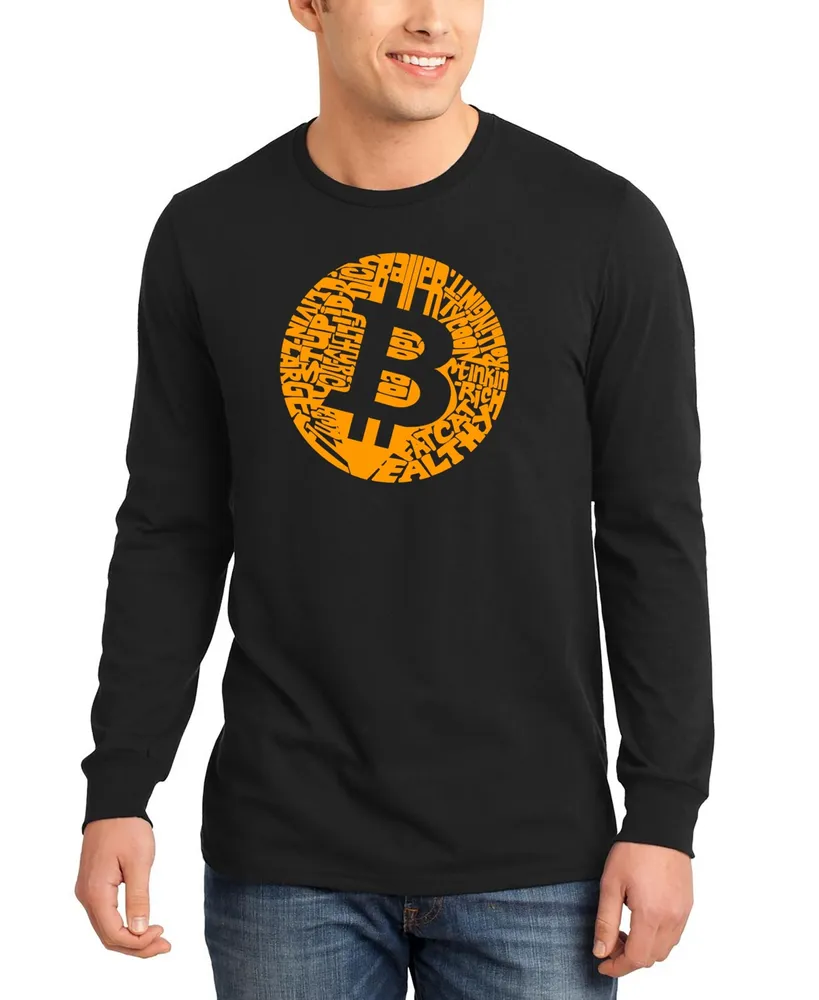 La Pop Art Men's Bitcoin Word Long Sleeve T-shirt