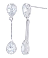 Cubic Zirconia Drop Silver Plate Earrings