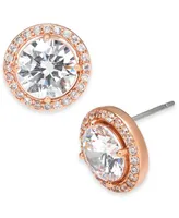 Eliot Danori Rose Gold-Tone Crystal and Pave Round Stud Earrings, Created for Macy's