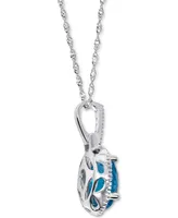 Blue Topaz (2-1/5 ct. t.w.) & Diamond (1/6 ct. t.w.) Oval Halo Pendant Necklace in 14k White Gold, 16" + 2" extender