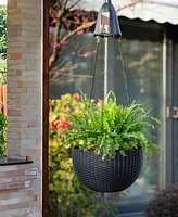 Glitzhome Solar Lighted Plastic Hanging Planter, 30"