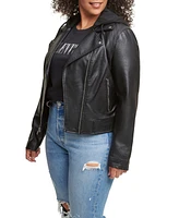 Levi's Plus Size Trendy Hooded Faux Leather Moto Jacket