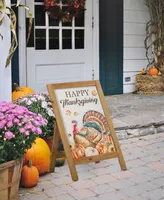 Glitzhome Thanksgiving Turkey Easel Porch Sign, 24"