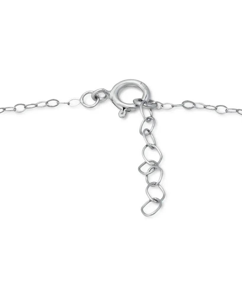 Giani Bernini Cubic Zirconia Graduated Three Stone Chain Link Ankle Bracelet in Sterling Silver, Created for Macy's