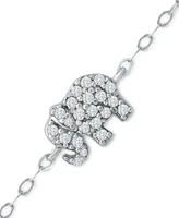 Giani Bernini Cubic Zirconia Graduated Elephant Chain Link Ankle Bracelet in Sterling Silver, Created for Macy's