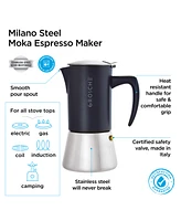 Grosche Milano Steel Stainless Stovetop Espresso Maker Moka Pot 10 Cup 16.9 oz