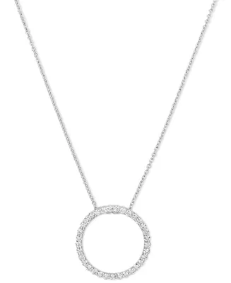 Diamond Circle Pendant Necklace (1/2 ct. t.w.) in 14k White or Yellow Gold, 16" + 2" extender
