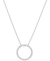 Diamond Circle Pendant Necklace (1/2 ct. t.w.) in 14k White or Yellow Gold, 16" + 2" extender