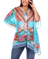 Plus Short Caftan with Tie-Up Neckline