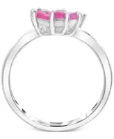 Lab-Grown Ruby (1-3/8 ct. t.w.) & Diamond Accent Flower Bypass Ring in Sterling Silver