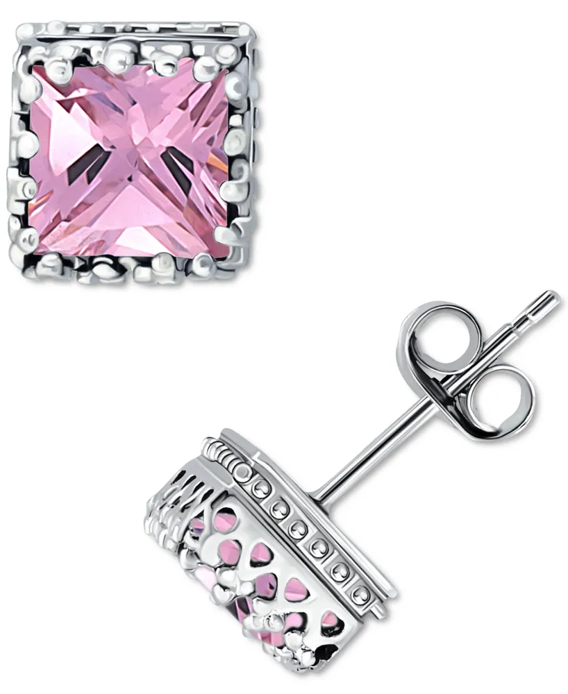 Giani Bernini Cubic Zirconia Princess Stud Earrings Sterling Silver, Created for Macy's