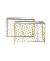 Contemporary Console Table, 2 Pieces - Gold